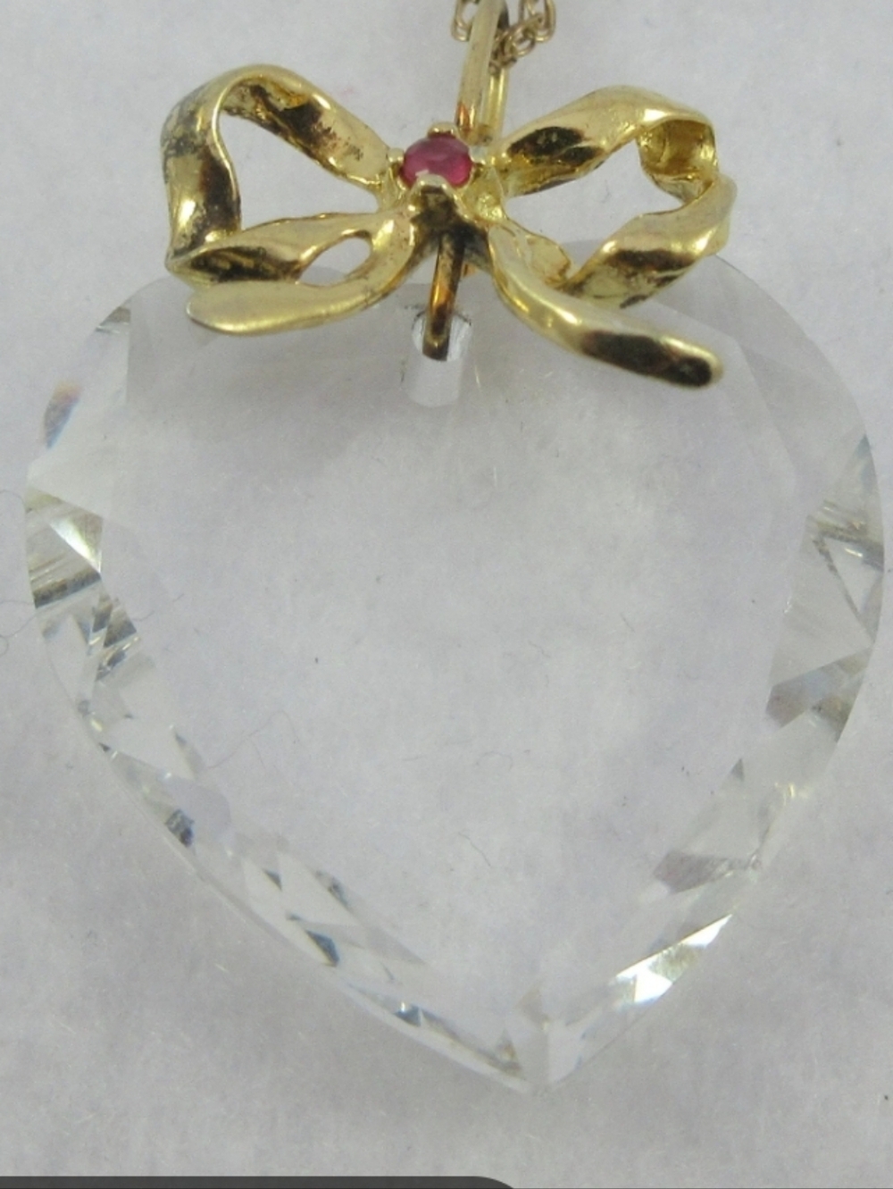 Vintage Lenox Swarovski Crystal Heart With Ruby Accent Pendant